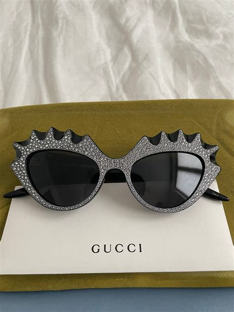 replica gucci sunglasses with swarovski crystals|Gucci Swarovski Crystal Cat Eye Sunglasses in Metallic .